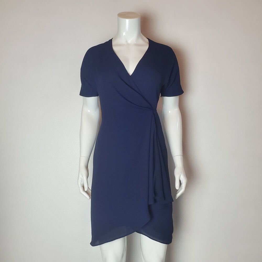 Aritzia Babaton Navy Wrap Mini Dress